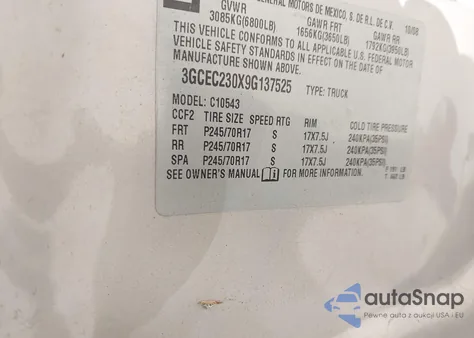 2009 Chevrolet Silverado Lt z USA, uszkodzony, nr VIN 3GCEC230X9G137525